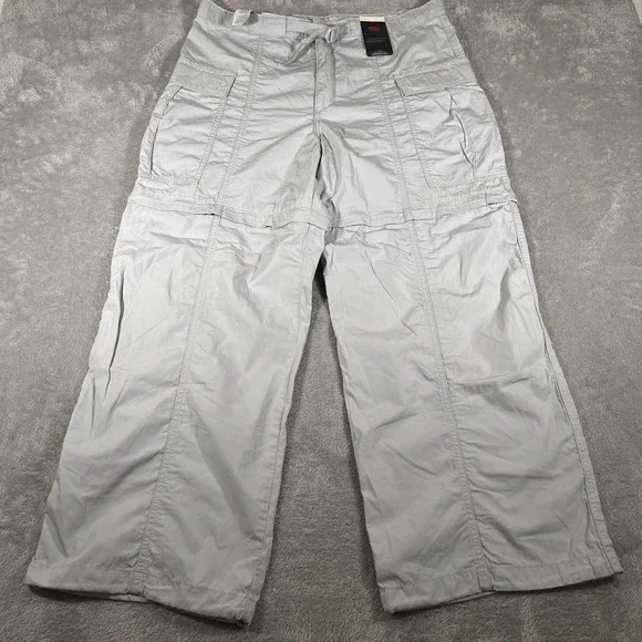 Levi's Cargo Pants Womens 33 Gray Convertible Zip Off Baggy Wide Leg Utility NWT